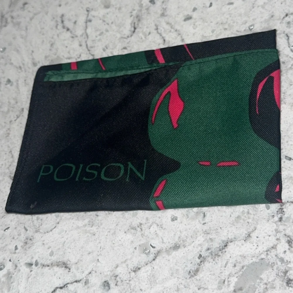 Christian Dior Vintage 1990s Poison Petite Silk Scarf Green Pink AUTHENTIC